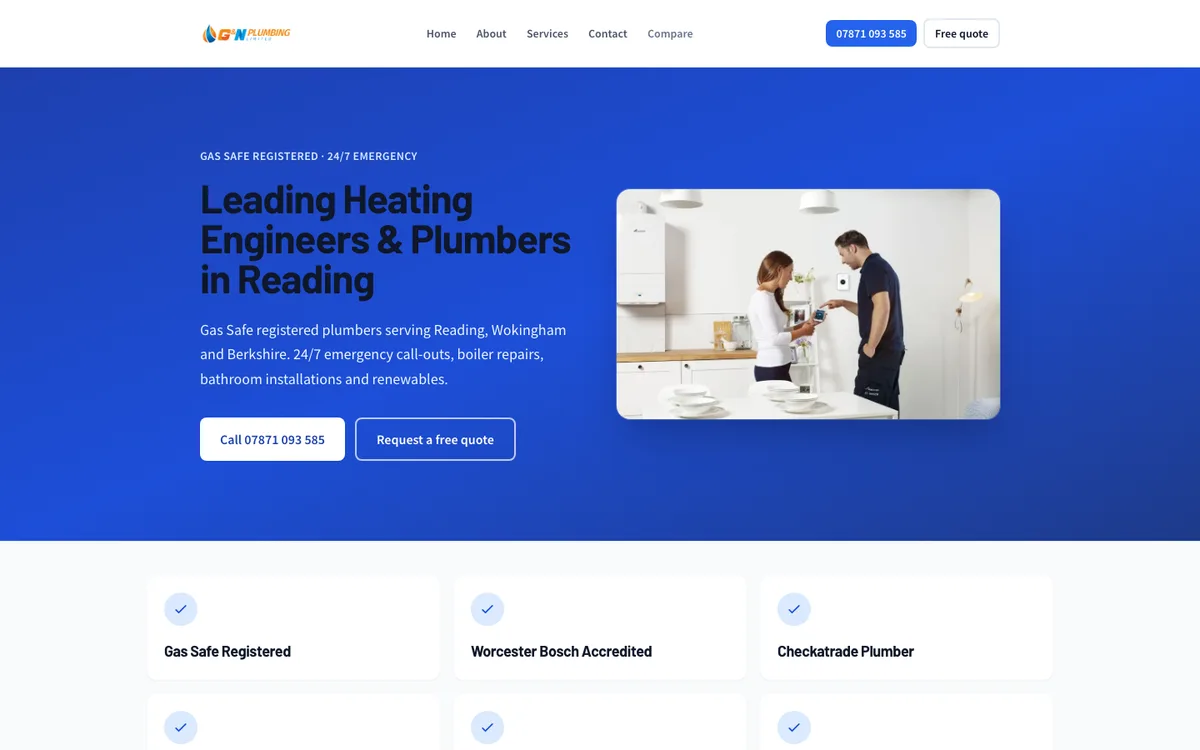 G & N Plumbing website concept