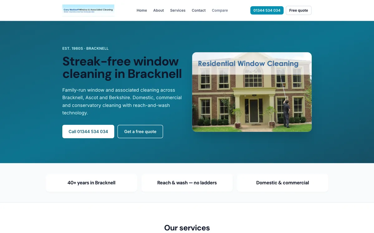 Gary Mabbott Window Cleaning website concept